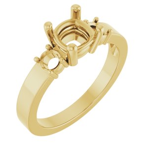 14K Yellow Gold 6x6 mm Cushion Ring Mounting – image 2