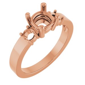 18K Rose Gold 6x6 mm Cushion Ring Mounting – image 2