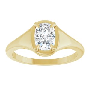 18K Yellow Gold 7x5 mm Elongated Cushion Ring Mounting – image 5