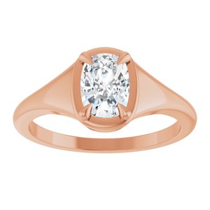 14K Rose Gold 7x5 mm Elongated Cushion Ring Mounting – image 5