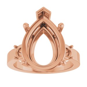 18K Rose Gold 16x12 mm Pear Ring Mounting – image 6