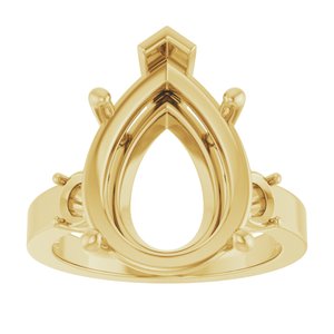 10K Yellow Gold 16x12 mm Pear Ring Mounting – image 6