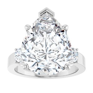 10K White Gold 16x12 mm Pear Ring Mounting – image 5