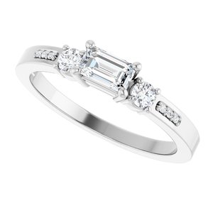 10K White Gold 5x3 mm Emerald Ring Mounting – image 8