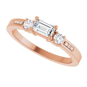 10K Rose Gold 5x3 mm Emerald Ring Mounting – image 8