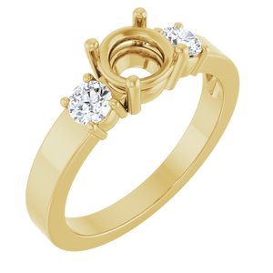 14K Yellow Gold 6 mm Round Ring Mounting – image 2