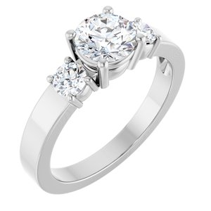 14K White Gold 6 mm Round Ring Mounting