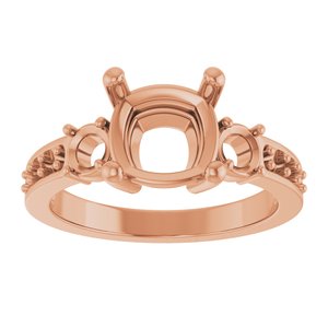 18K Rose Gold 8x8 mm Cushion Ring Mounting – image 6