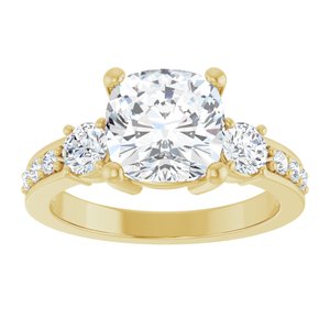 18K Yellow Gold 8x8 mm Cushion Ring Mounting – image 5