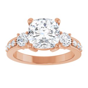 18K Rose Gold 8x8 mm Cushion Ring Mounting – image 5