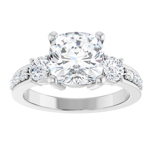 14K X1 White Gold 8x8 mm Cushion Ring Mounting – image 5