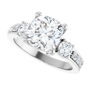 10K White Gold 8x8 mm Cushion Ring Mounting – image 8