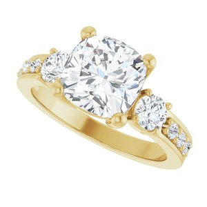 10K Yellow Gold 8x8 mm Cushion Ring Mounting – image 8