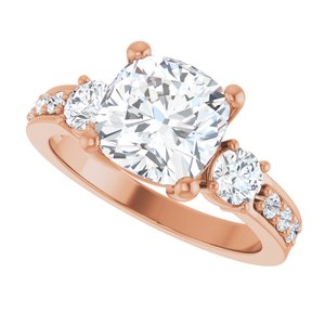 14K Rose Gold 8x8 mm Cushion Ring Mounting – image 8