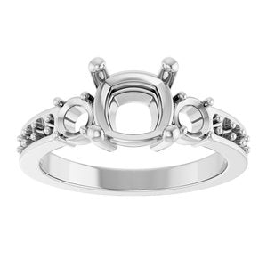 14K X1 White Gold 7x7 mm Cushion Ring Mounting – image 6