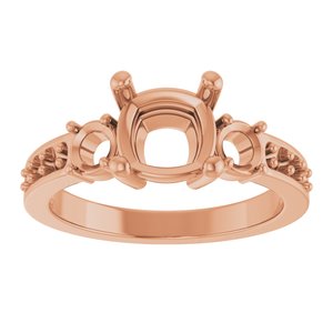 10K Rose Gold 7x7 mm Cushion Ring Mounting – image 6