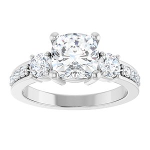 14K X1 White Gold 7x7 mm Cushion Ring Mounting – image 5