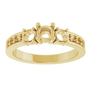 18K Yellow Gold 4x4 mm Cushion Ring Mounting – image 6
