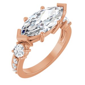 18K Rose Gold 15x7 mm Marquise Ring Mounting