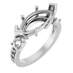 18K White Gold 15x7 mm Marquise Ring Mounting – image 2