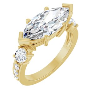 14K Yellow Gold 15x7 mm Marquise Ring Mounting
