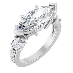 Platinum 15x7 mm Marquise Ring Mounting
