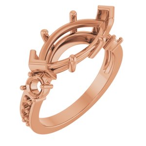 14K Rose Gold 15x7 mm Marquise Ring Mounting – image 2