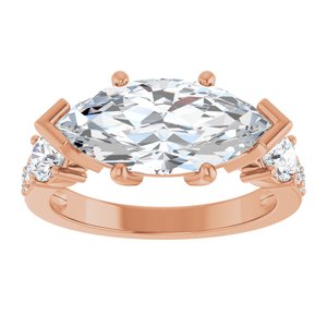 14K Rose Gold 15x7 mm Marquise Ring Mounting – image 5
