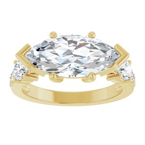 18K Yellow Gold 15x7 mm Marquise Ring Mounting – image 5
