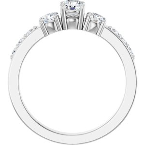 Sterling Silver 4.1 mm Round 1/2 CTW Natural Diamond Semi-Set Ring – image 3