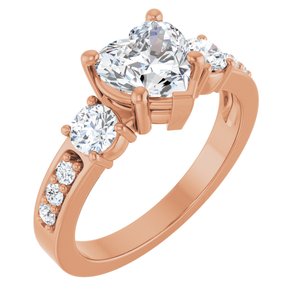 10K Rose Gold 7x7 mm Heart Ring Mounting
