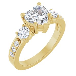 18K Yellow Gold 7x7 mm Heart Ring Mounting