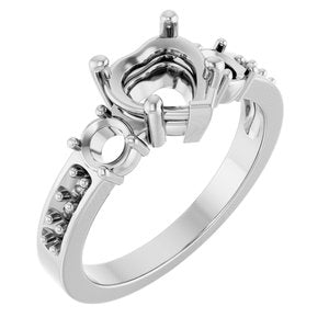 14K X1 White Gold 7x7 mm Heart Ring Mounting – image 2