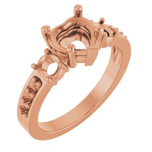 10K Rose Gold 7x7 mm Heart Ring Mounting – image 2