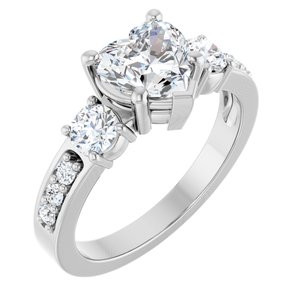 Platinum 7x7 mm Heart Ring Mounting