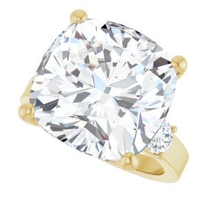 18K Yellow Gold 14x14 mm Cushion Ring Mounting – image 8