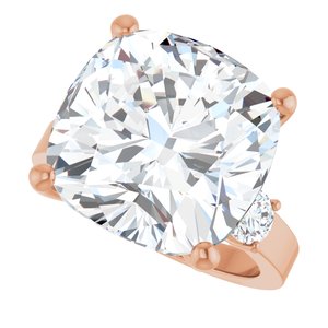 18K Rose Gold 14x14 mm Cushion Ring Mounting – image 8