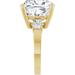 14K Yellow Gold 14x14 mm Cushion Ring Mounting – image 7