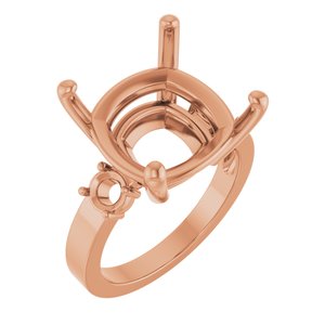 18K Rose Gold 14x14 mm Cushion Ring Mounting – image 2