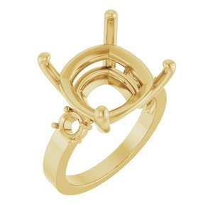 10K Yellow Gold 14x14 mm Cushion Ring Mounting – image 2