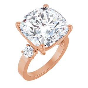14K Rose Gold 14x14 mm Cushion Ring Mounting