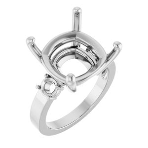 18K White Gold 14x14 mm Cushion Ring Mounting – image 2