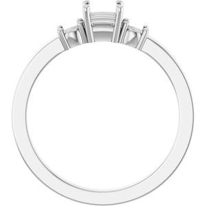 14K X1 White Gold 3.5x3.5 mm Square Ring Mounting – image 4