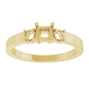 18K Yellow Gold 3.5x3.5 mm Square Ring Mounting – image 6