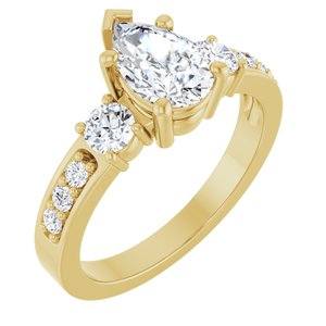 18K Yellow Gold 8.5x5.5 mm Pear Ring Mounting