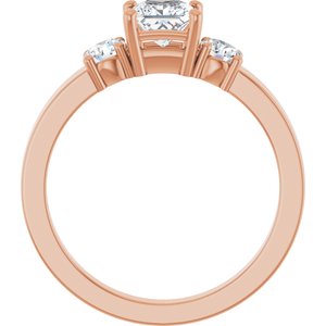 14K Rose Gold 4.5x4.5 mm Square Ring Mounting – image 3