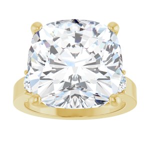 10K Yellow Gold 14x14 mm Cushion Ring Mounting – image 5
