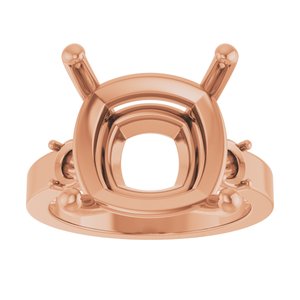 14K Rose Gold 14x14 mm Cushion Ring Mounting – image 6