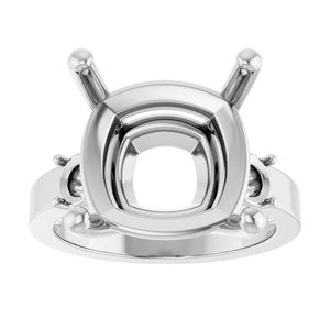 14K X1 White Gold 14x14 mm Cushion Ring Mounting – image 6