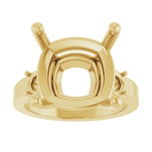 10K Yellow Gold 14x14 mm Cushion Ring Mounting – image 6